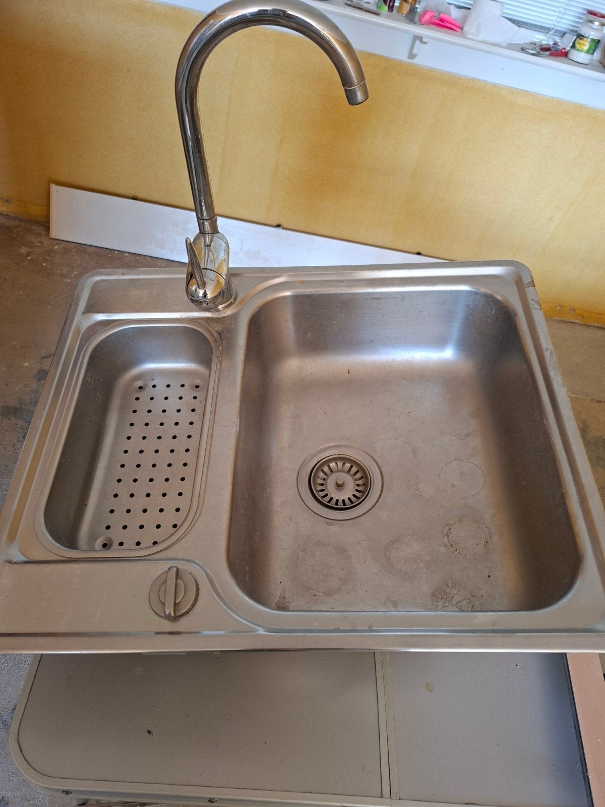 Rieber, rvs 11/2e inbouw spoelbak met kraan, Ophalen, 25 tot 50 cm, Minder dan 100 cm