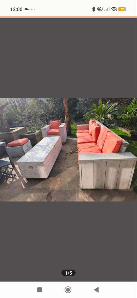 Steigerhouten tuinset, Ophalen, Gebruikt, Steigerhout, Bank