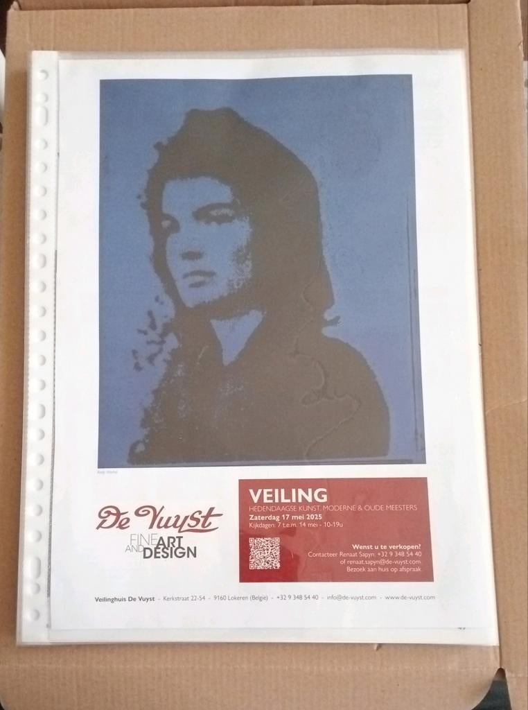 Andy Warhol 'Jacky O' veiling affiche Jacqueline Kennedy, Ophalen of Verzenden, 1920 tot 1940, Knipsel(s)