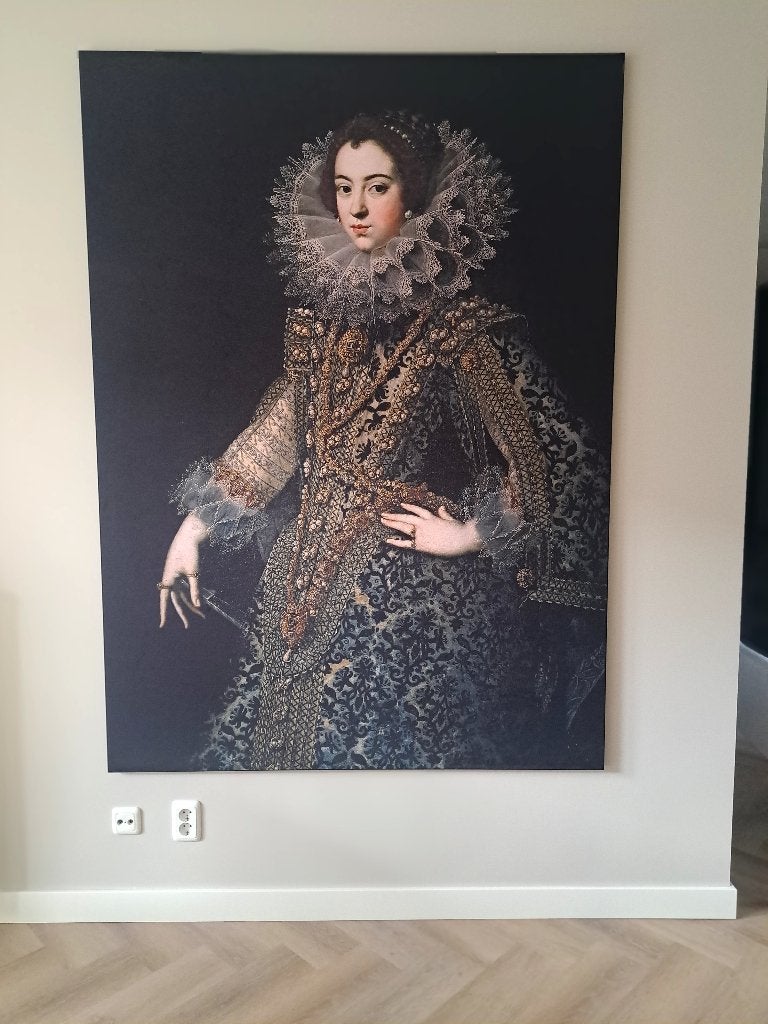Akoestish schilderij Elisabeth van Bourbon met zwarte lijst, Antiek en Kunst, Kunst | Schilderijen | Klassiek, Ophalen, Met passe-partout