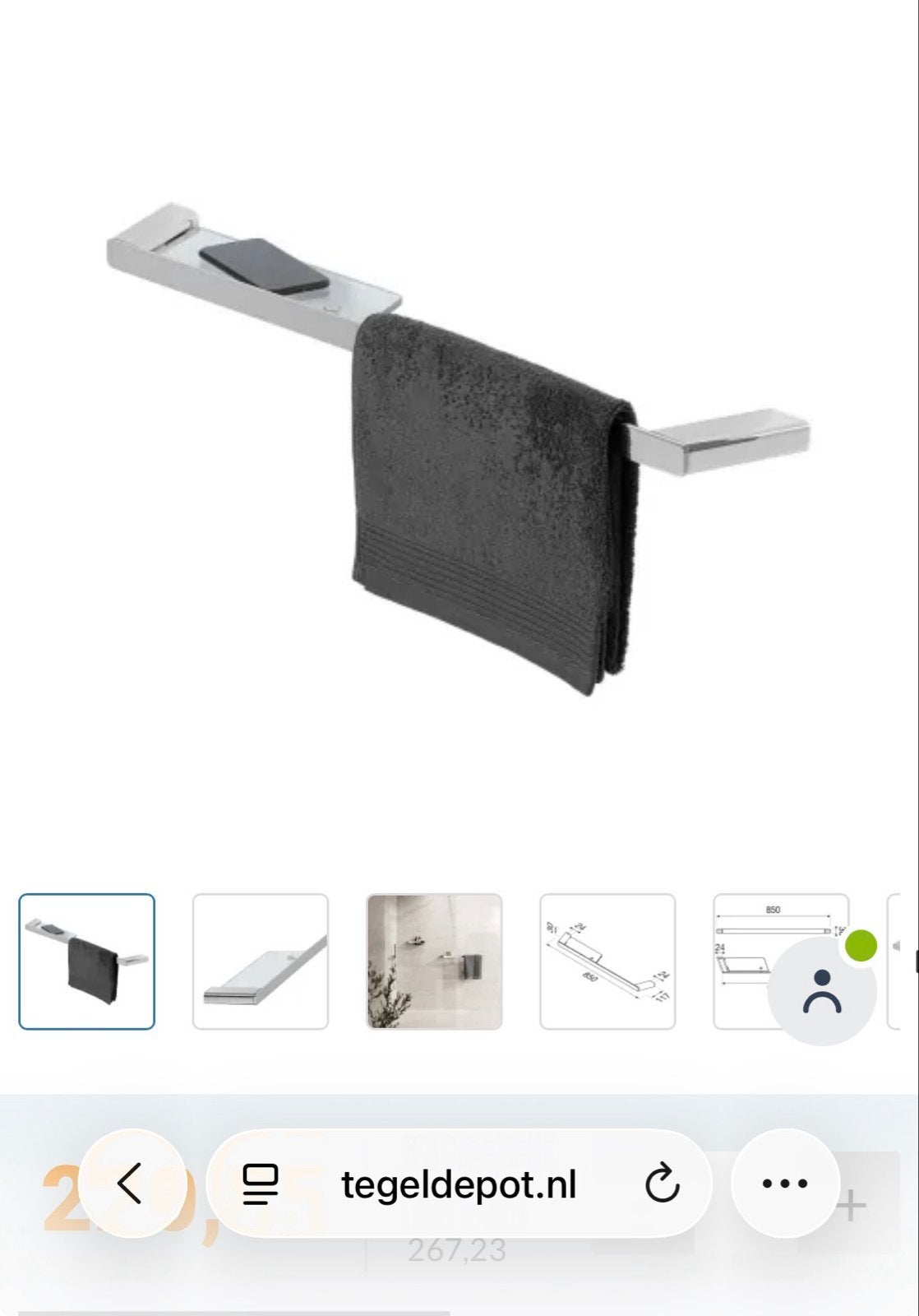 Geesa Shift Handdoekrek met Planchet Geborsteld RVS Transpar, Ophalen, Handdoekenrek, Overige merken, Nieuw