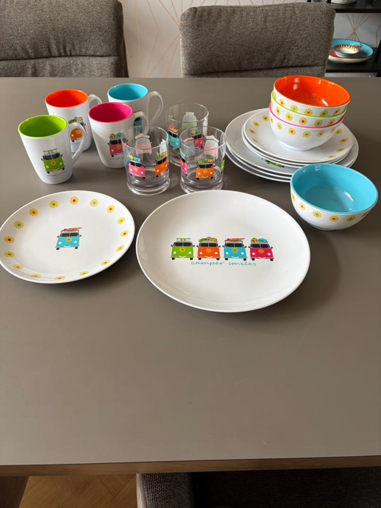 Camping servies set, Glas of Glazen, Ophalen of Verzenden, Overige stijlen, Glas