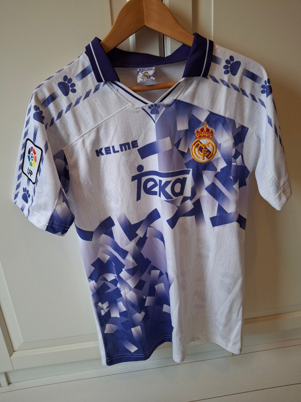 Vintage Real Madrid Thuisshirt Hierro #4 Maat S, Ophalen of Verzenden, Zo goed als nieuw, Wit, Overige typen