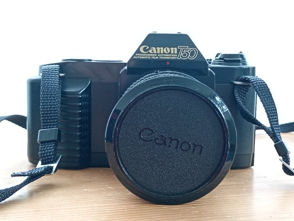 Canon T50 met FD 35-70mm lens, Ophalen of Verzenden, Gebruikt, Spiegelreflex, Canon