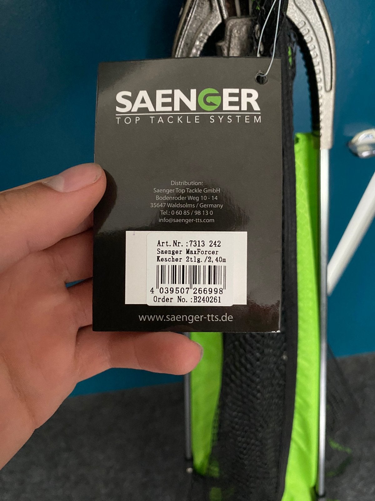 NIEUW Saenger Max Forcer 2,4m 55x55cm rubber schepnet, Nieuw, S, H, Net of Fuik