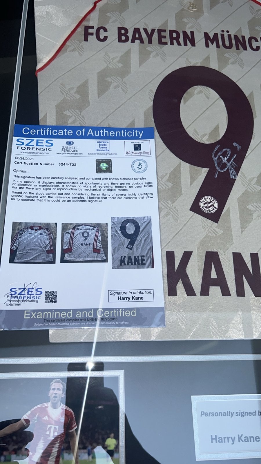 Gesigneerd Bayern München shirt Harry Kane + COA, Ophalen of Verzenden, Zo goed als nieuw, Shirt