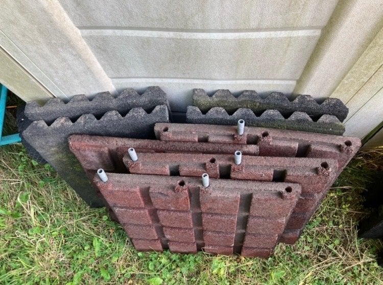 Rubber tegels - 14 stuks, Tuin en Terras, Tegels en Klinkers, Ophalen, Gebruikt, Overige typen, Rubber