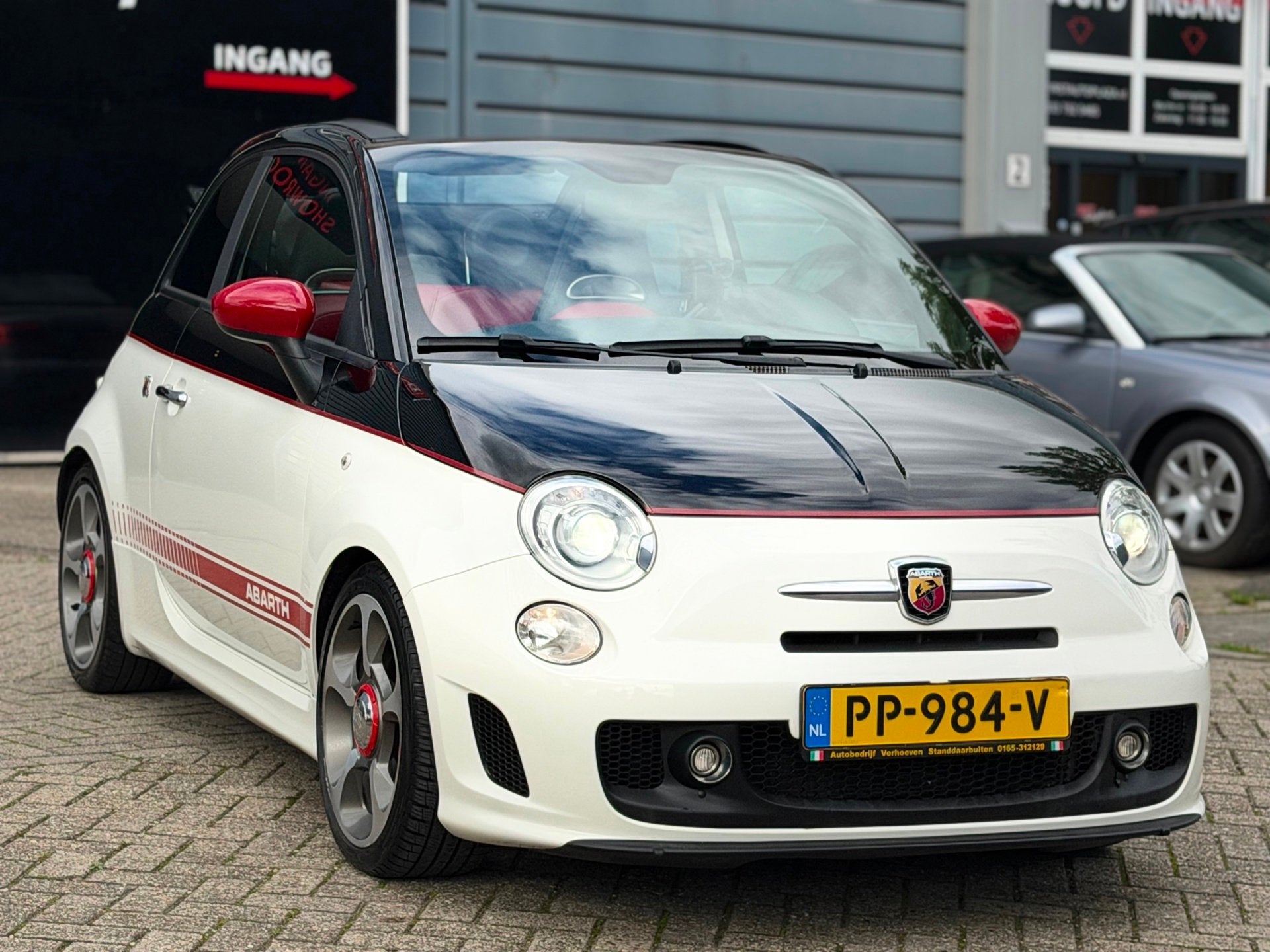 Fiat 500 C 1.4-16V Abarth CABRIO NAVI/LEDER/SPORT UITLAAT |, Auto's, Xenon verlichting, 4 cilinders, Cabriolet, Wit