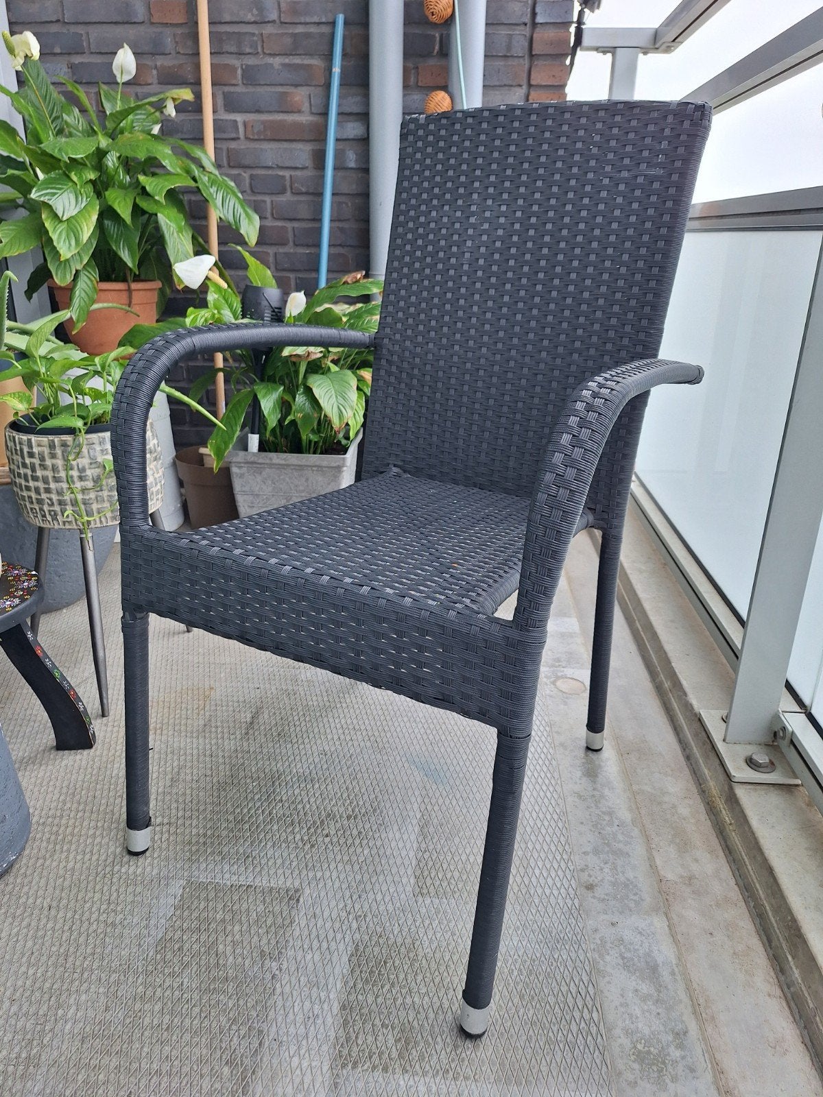 Jutlandia Wicker Tuinstoel - Antraciet, Tuin en Terras, Tuinstoelen, Gebruikt, Wicker, Ophalen