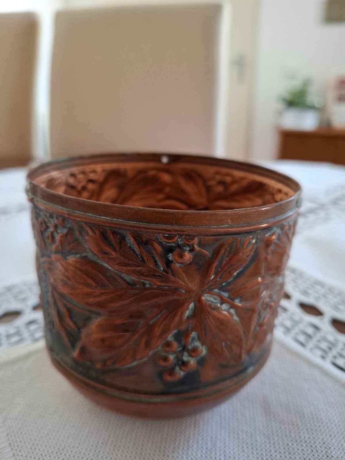 rood koperen sierbloempot Prachig mooi sierlijk bewerkt, Ophalen of Verzenden, Koper