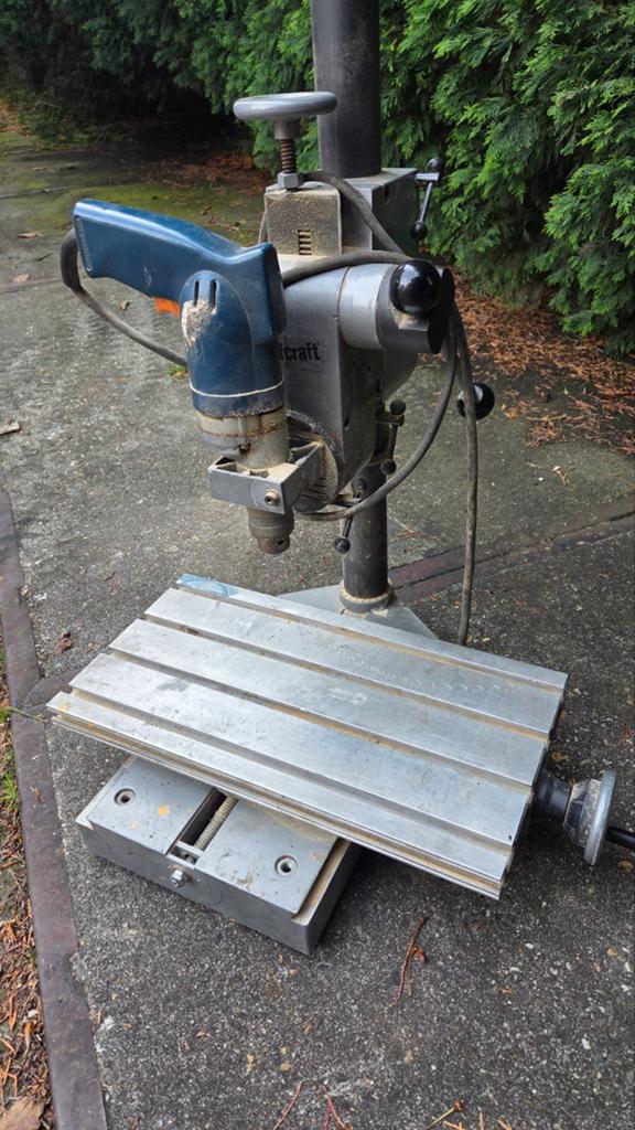 Wolfcraft boorstandaard met machine en kruistafel, Ophalen, Kolomboormachine