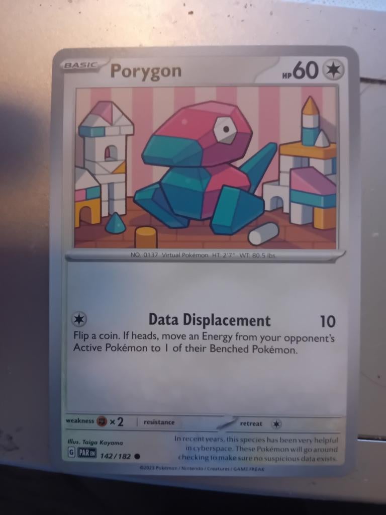 Porygon Pokémon Kaart 142/182 - Basic HP60, Ophalen of Verzenden, Zo goed als nieuw, Losse kaart, Foil