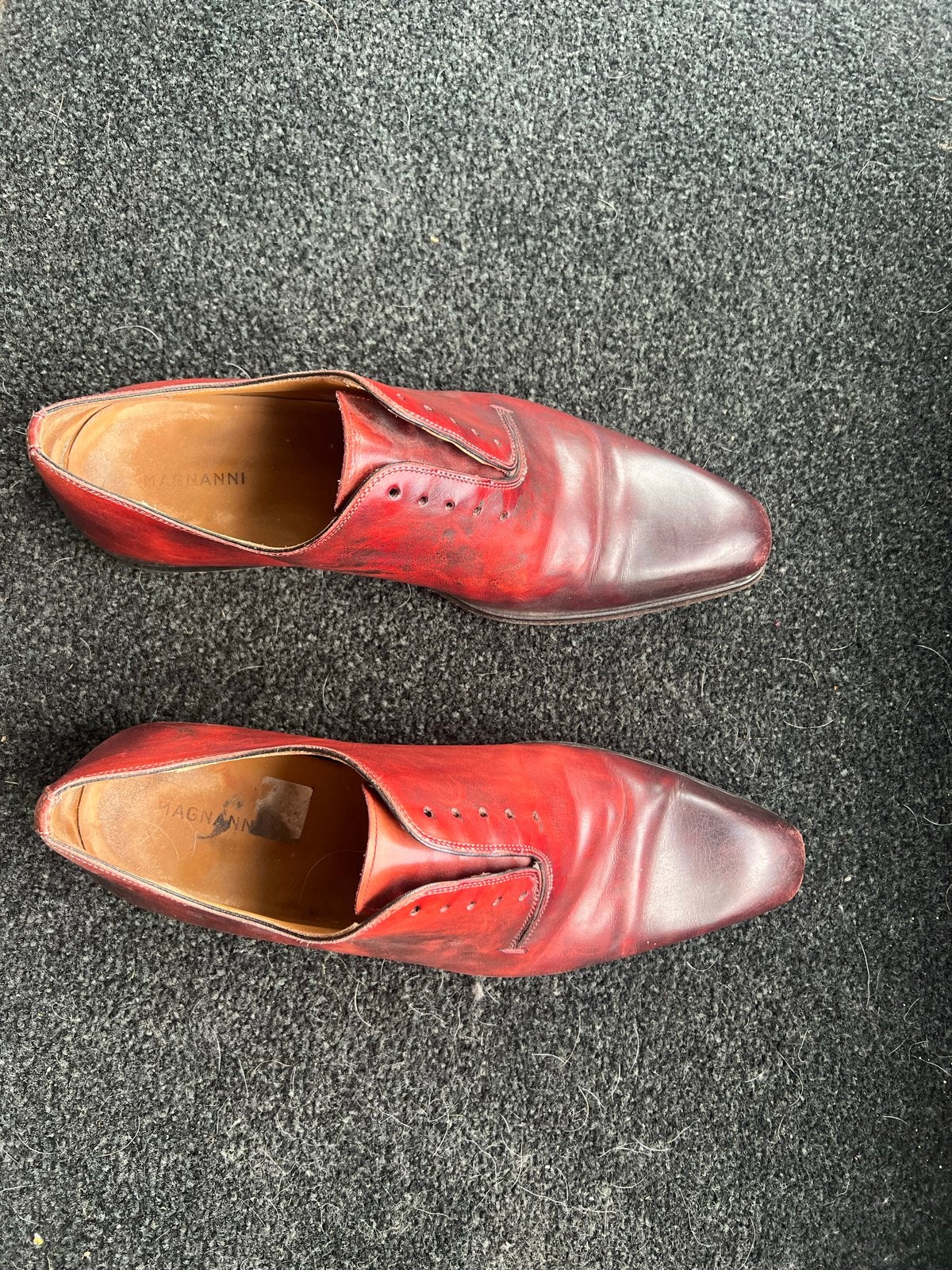 Magnanni Nette Schoenen Maat 43 - Rood/Bruin Leer, Ophalen of Verzenden, Gedragen, Overige kleuren, Veterschoenen