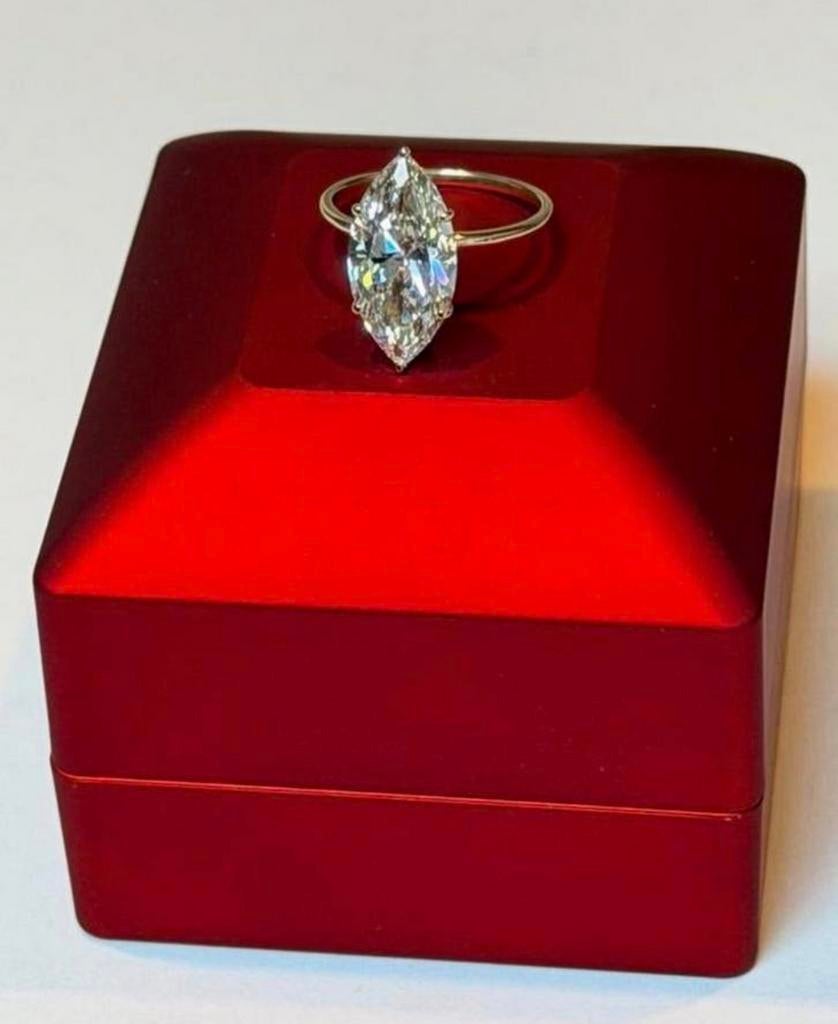 Gouden ring met grote diamant van 5.00ct! retailwaarde €8500, Nieuw, Ophalen of Verzenden, 17 tot 18, Met edelsteen
