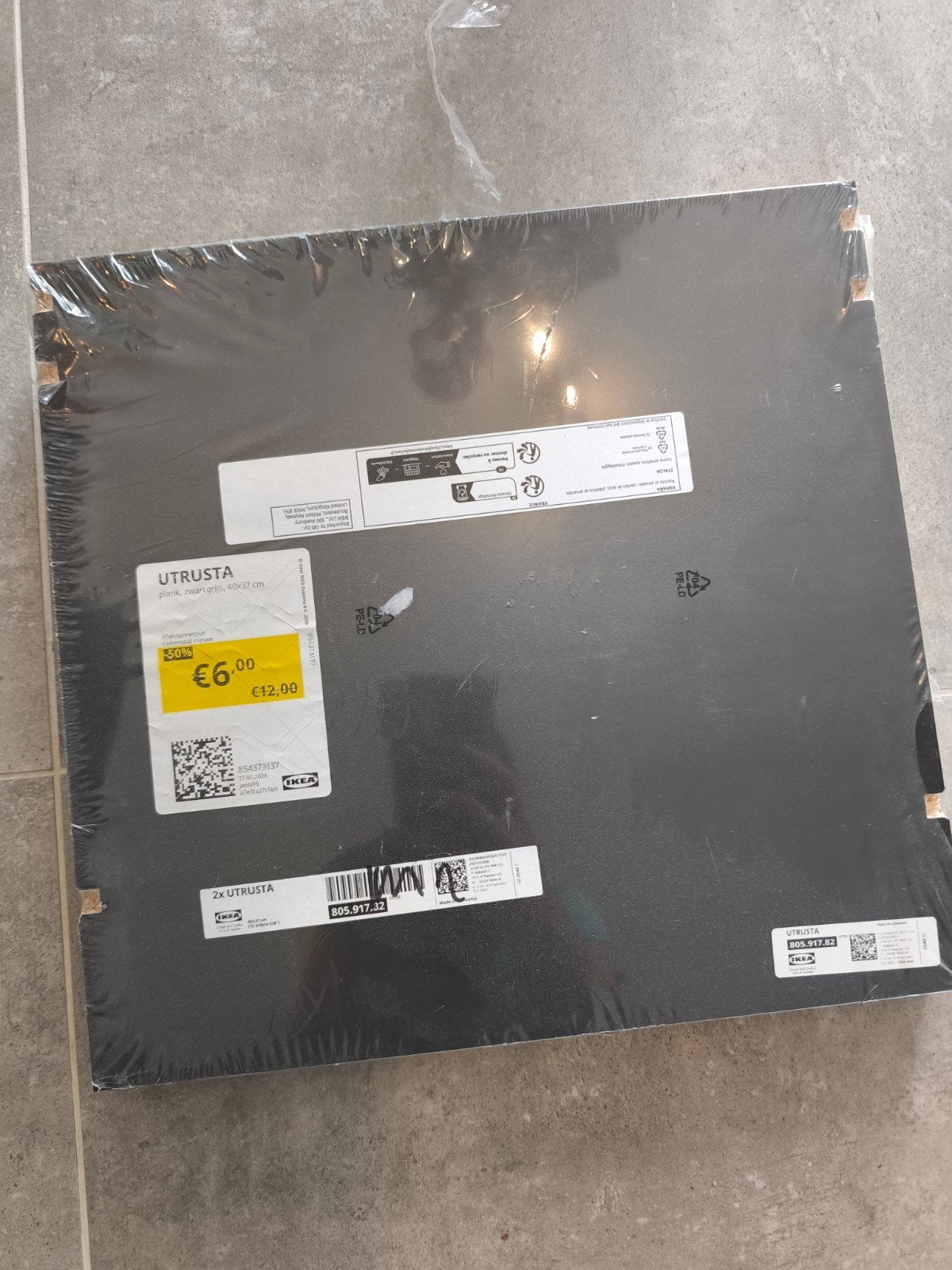 IKEA UTRUSTA plank, zwart, 40x37 cm, Ophalen, Nieuw