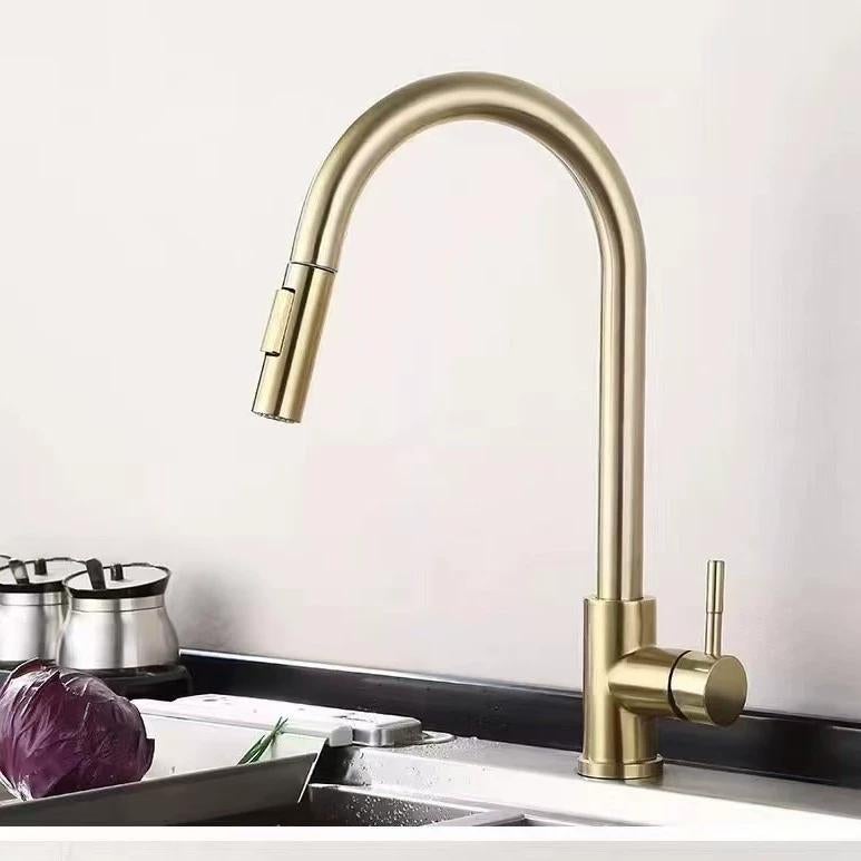 Keukenkraan GOUD Spoelkraan Uittrekbaar moderne Mengkraan, Doe-het-zelf en Verbouw, Sanitair, Ophalen of Verzenden, Nieuw, Rvs