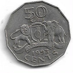 Swaziland 50 Cent. 1993, Postzegels en Munten, Munten | Afrika, Ophalen of Verzenden, Overige landen