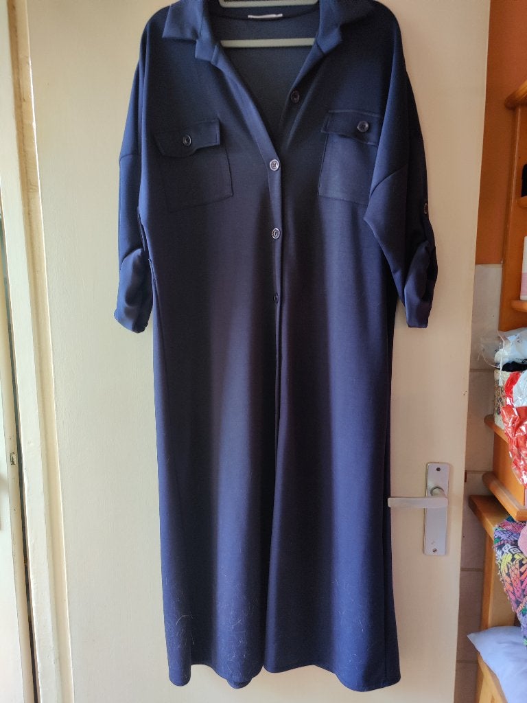 new collection donkerblauwe lange jurk one size tot 46 nieuw, Maat 46/48 (XL) of groter, Nieuw, Onder de knie, Verzenden
