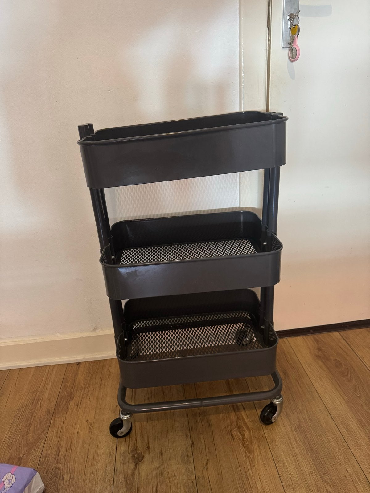 IKEA RÅSKOG trolley, zwart, 35x45x77 cm, Ophalen, Gebruikt, Zwart, Metaal