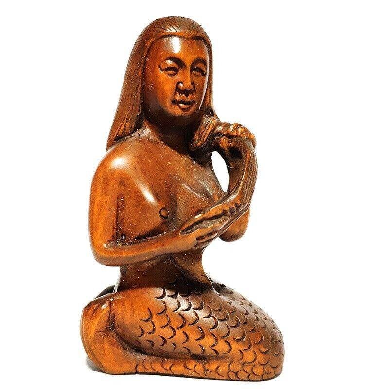 Erotische houten Netsuke van een zeemeermin Japan, Antiek en Kunst, Ophalen of Verzenden, Netsuke, Japan, Handgemaakt