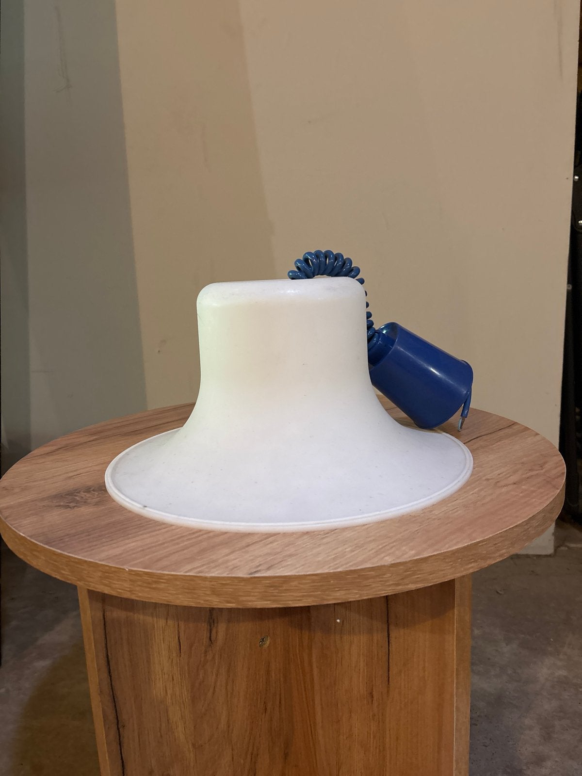 vintage hanglamp met blauw snoer space age - Kunststof, Ophalen of Verzenden, Gebruikt, Kunststof, Wit