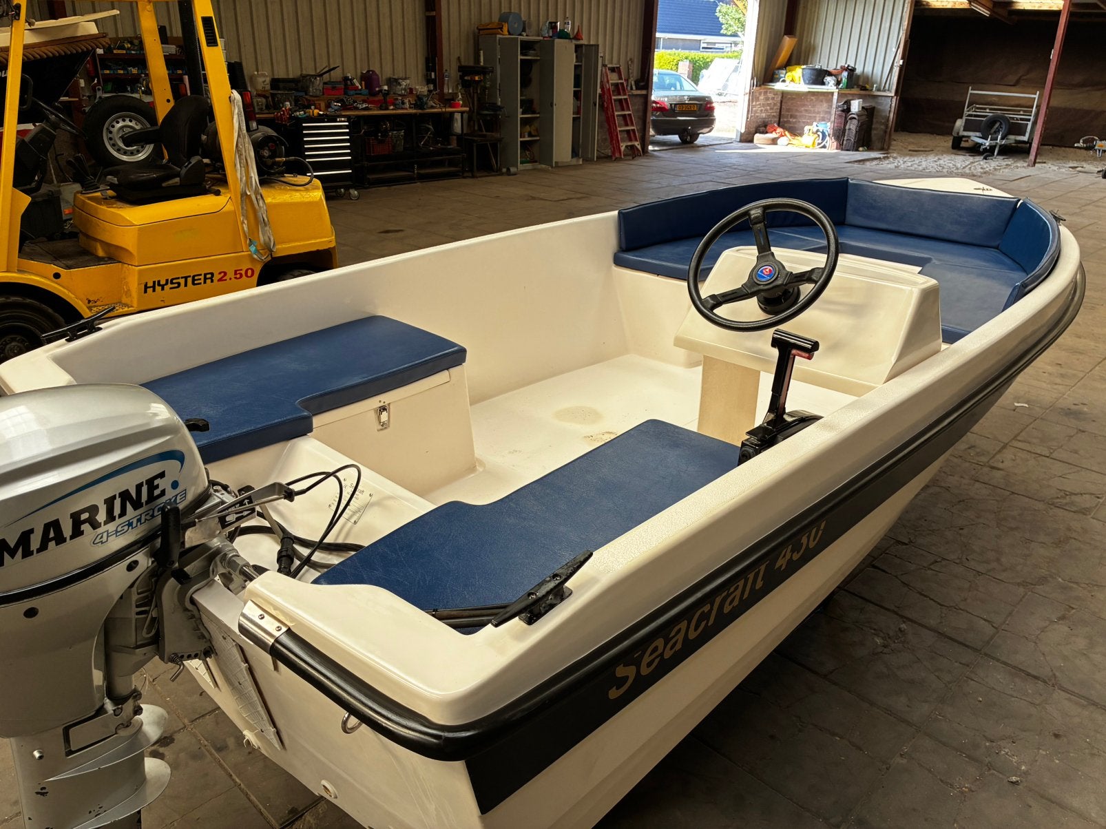 Seacraft 430 met 9.9 nimarine, Ophalen, Elektrische start