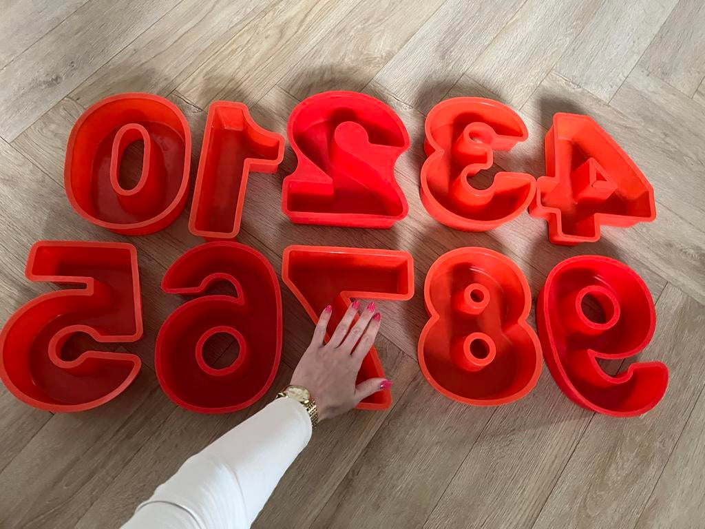 Siliconen cijfer 0-9 bakvormen, Ophalen of Verzenden, Rood, Rubber/elastomeren, Overige typen