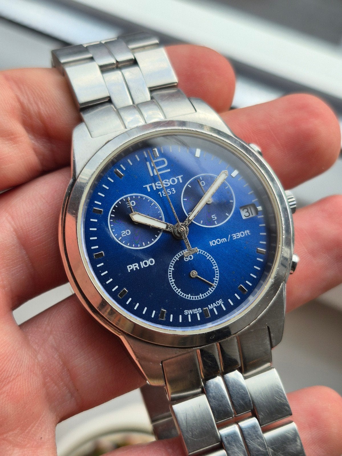Tissot PR100 Blue Chronograph Ref. T049417 A Quartz, Overige merken, Gebruikt, Blauw, IOS