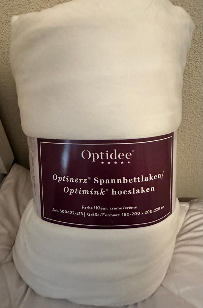 Optidee optimink hoeslaken 180x200 creme Nieuw, Huis en Inrichting, Overige kleuren, Hoeslaken of Sloop, Ophalen of Verzenden
