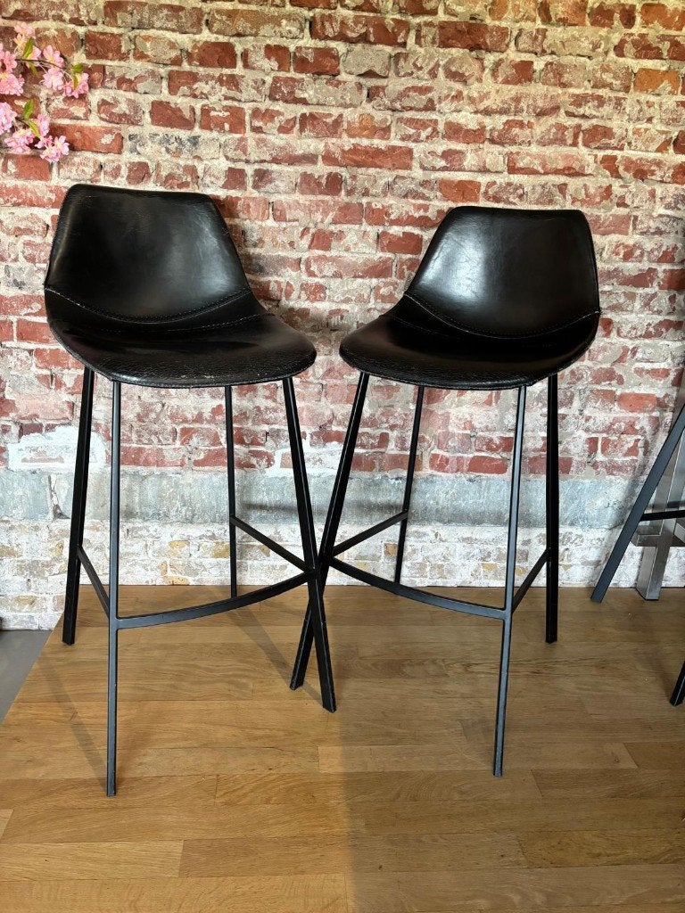 Dutchbone Franky barkruk zwart – 4 stuks beschikbaar, 1 kruk, Ophalen, Gebruikt, 60 tot 90 cm