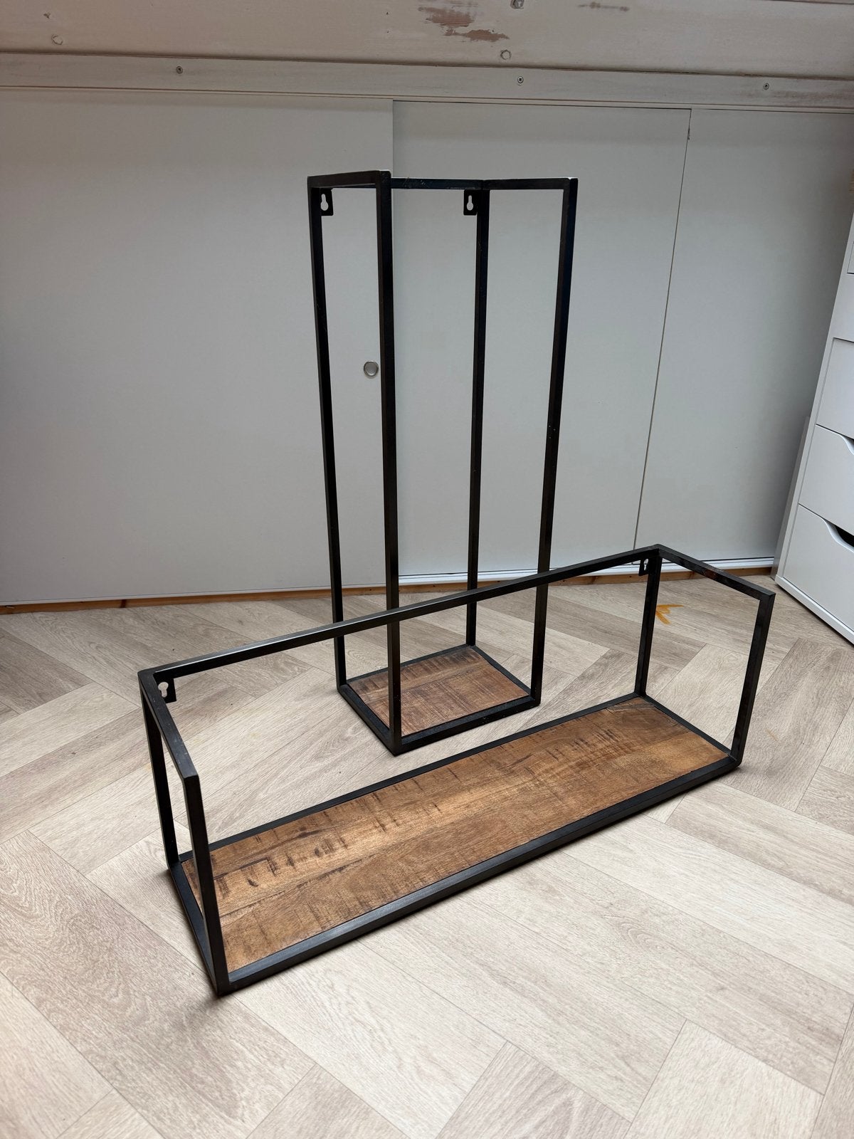 Set van 2 industriële wandplanken/rekken, Ophalen of Verzenden, Gebruikt