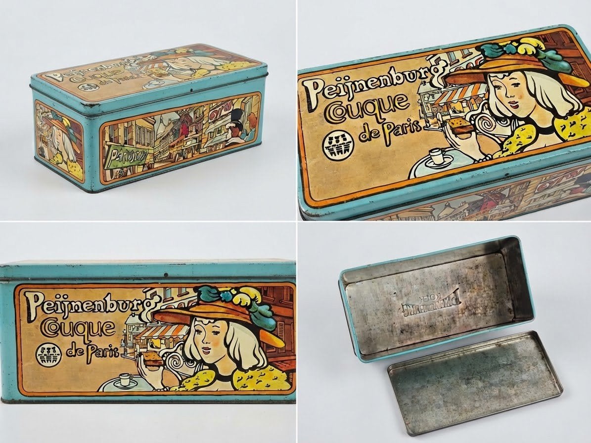 Vintage Peijnenburg Cuque de Paris koekblik, Verzamelen, Ophalen of Verzenden, Gebruikt, Koek(jes)
