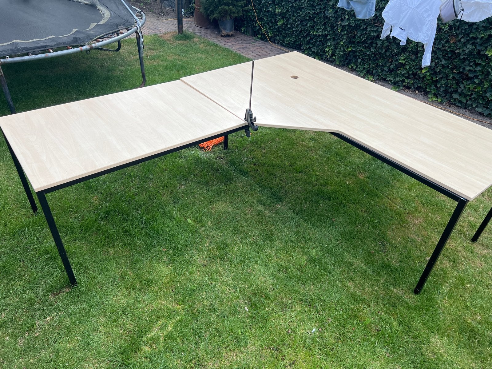 Hoekbureau 240x200cm met 2 grote lades, Ophalen, Demontabel, Gebruikt, Spaanplaat of MDF