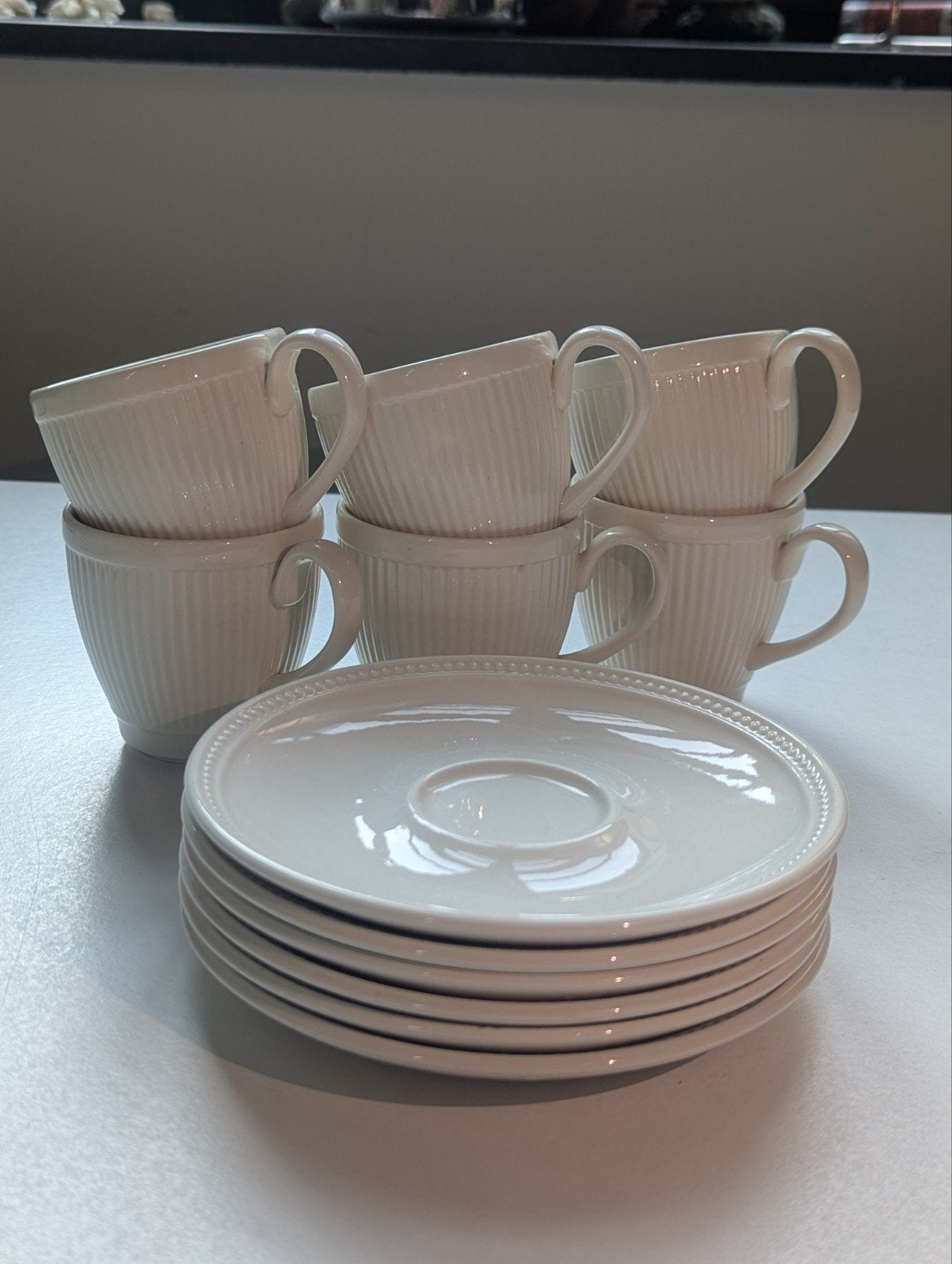 Wedgwood Windsor koffiekopjes met schaaltje 6 stuks, Ophalen of Verzenden, Zo goed als nieuw, Bord(en), Wedgwood