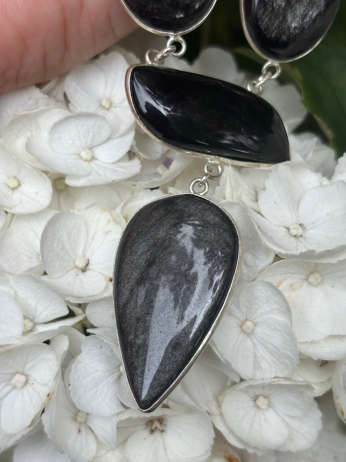 Hypersteen Edelsteen Ketting - Zilverkleurig, Sieraden, Tassen en Uiterlijk, Kettingen, Zwart, Nieuw, Ophalen of Verzenden, Steen of Mineraal