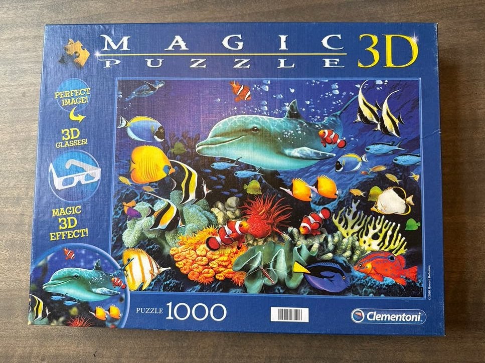 Clementoni Magic 3D Puzzel - Onderwaterwereld 1000 stukjes, Ophalen of Verzenden, 500 t/m 1500 stukjes, Gebruikt, Legpuzzel