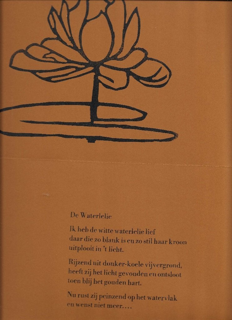 Rijmprent Frederik  van Eeden De Waterlelie 1982 no. 49/125, 1950 - 1999, Overige technieken, Ophalen of Verzenden, Met tekst