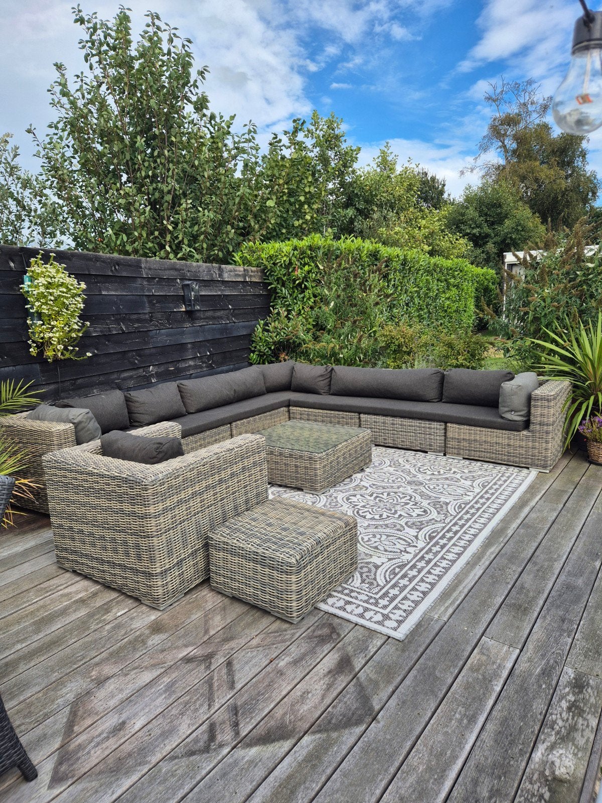 Luxe Wicker Loungeset met Hoekbank en Fauteuil, Ophalen, Gebruikt, 8 zitplaatsen, Loungeset