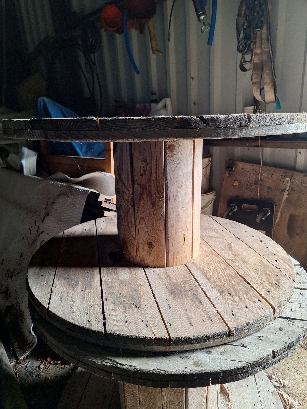 Houten kabelhaspel - ideaal voor tafel (48x86 cm), Ophalen, Gebruikt