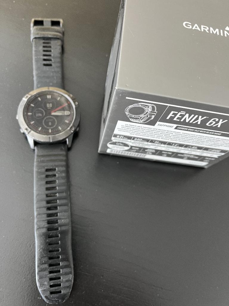 Garmin Fenix 6X Sapphire Multisport GPS Horloge Zwart, Zwart, Garmin, Ophalen of Verzenden, Zo goed als nieuw