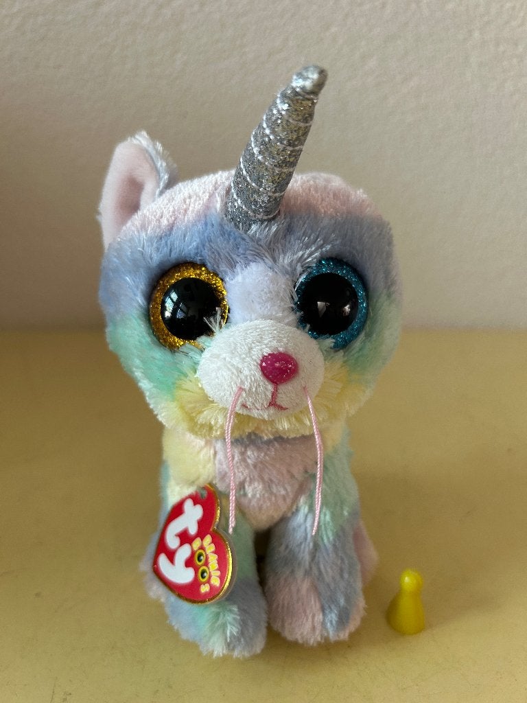 Ty Beanie Boo Heather de Eenhoorn Kat - 15 cm, Ophalen of Verzenden, Zo goed als nieuw, Kat, Meerkleurig