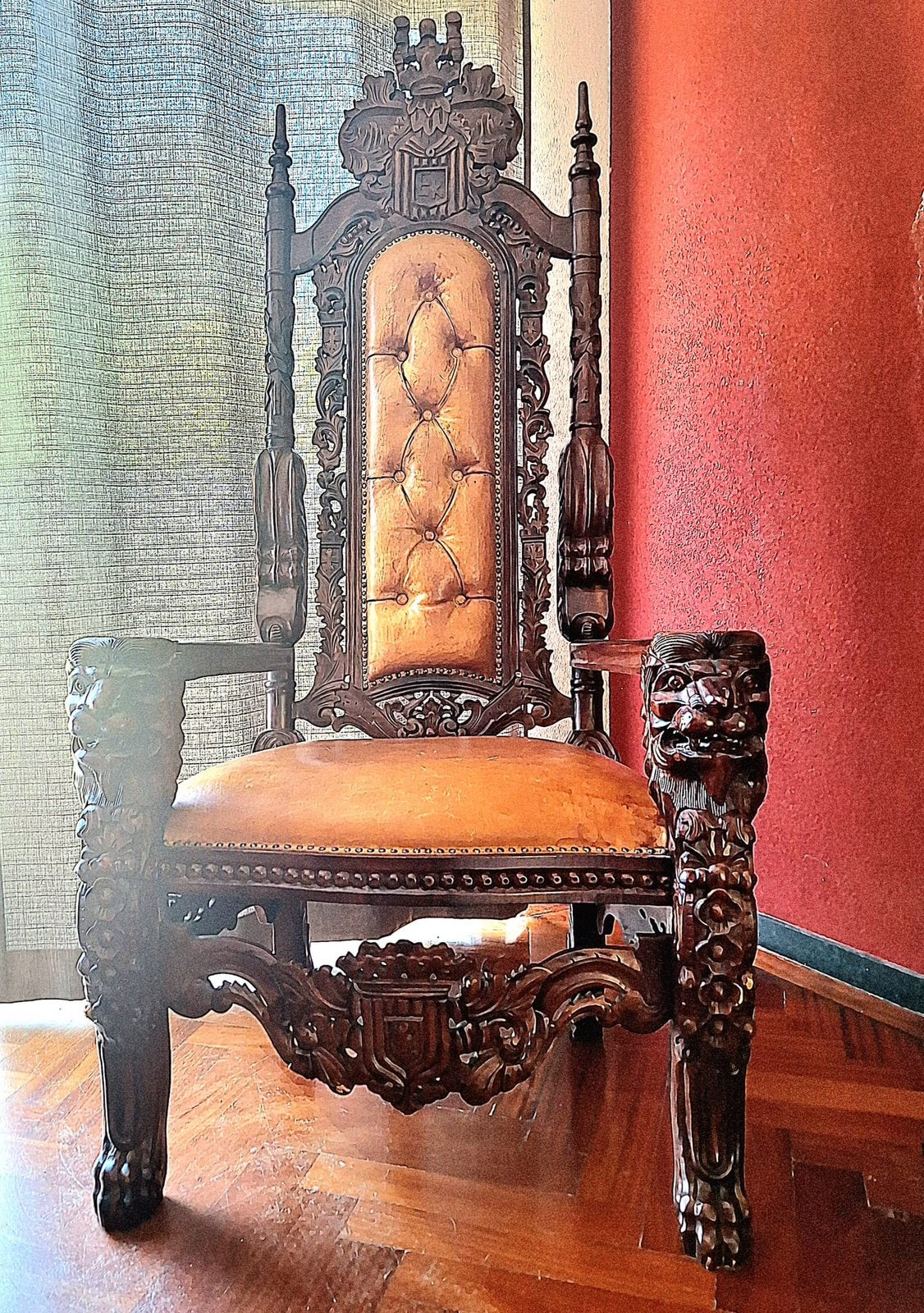 Indonesische king chair, Antiek en Kunst, Antiek | Meubels | Stoelen en Banken, Ophalen