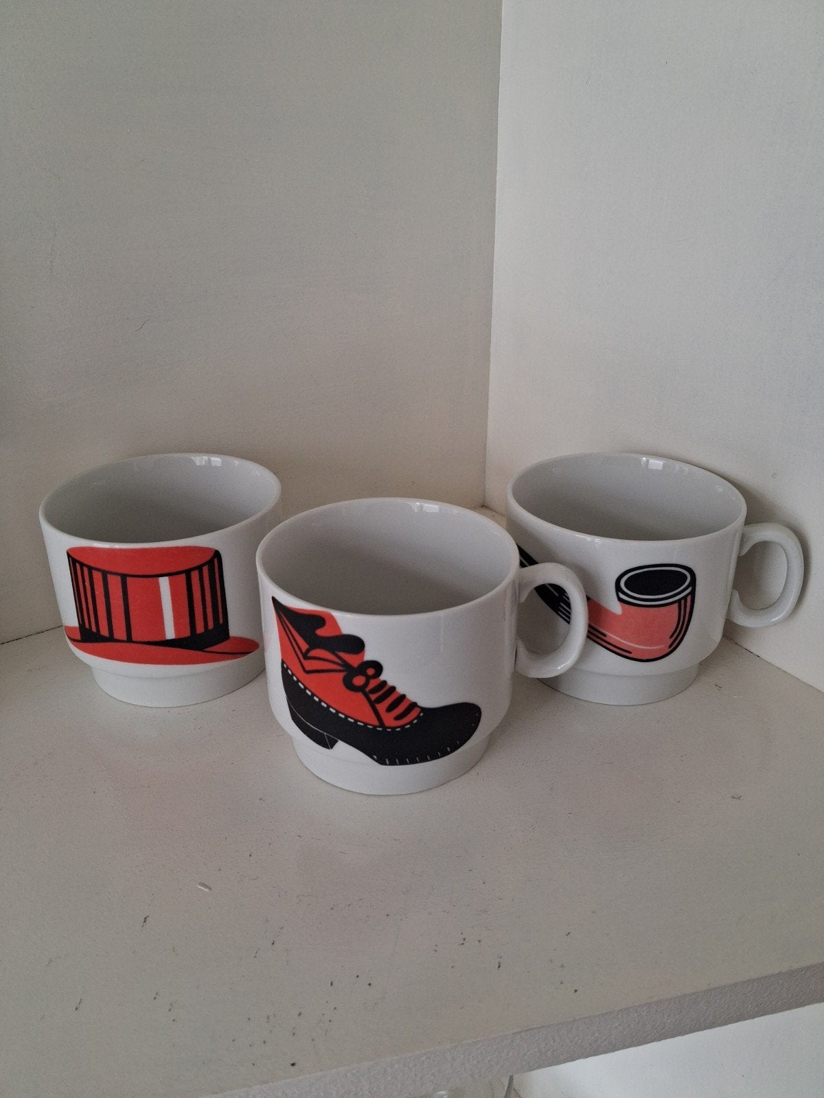 Vintage Weidmann Porzellan Stapelbare Mokken (3x) – Jaren 70, Gebruikt, Ophalen of Verzenden, Overige stijlen, Kop(pen) en/of Schotel(s)