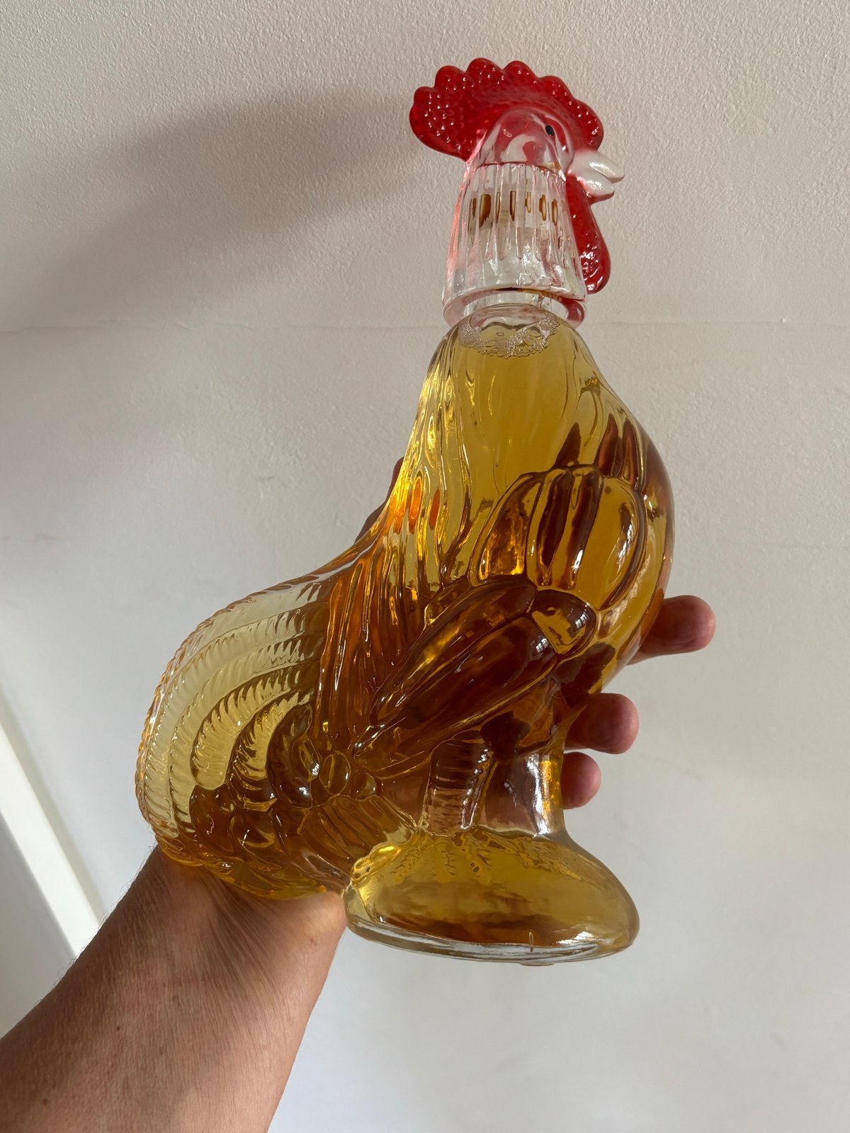 Vintage Glazen Haan Fles - Decoratieve Karaf, Ophalen of Verzenden