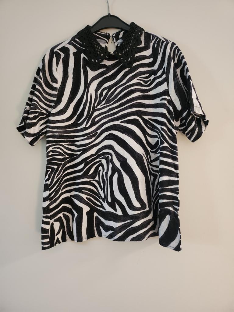 Eksept Shoeby Fred Pippa zebra top maat S, Kleding | Dames, Zwart, Ophalen of Verzenden, Zo goed als nieuw, Korte mouw