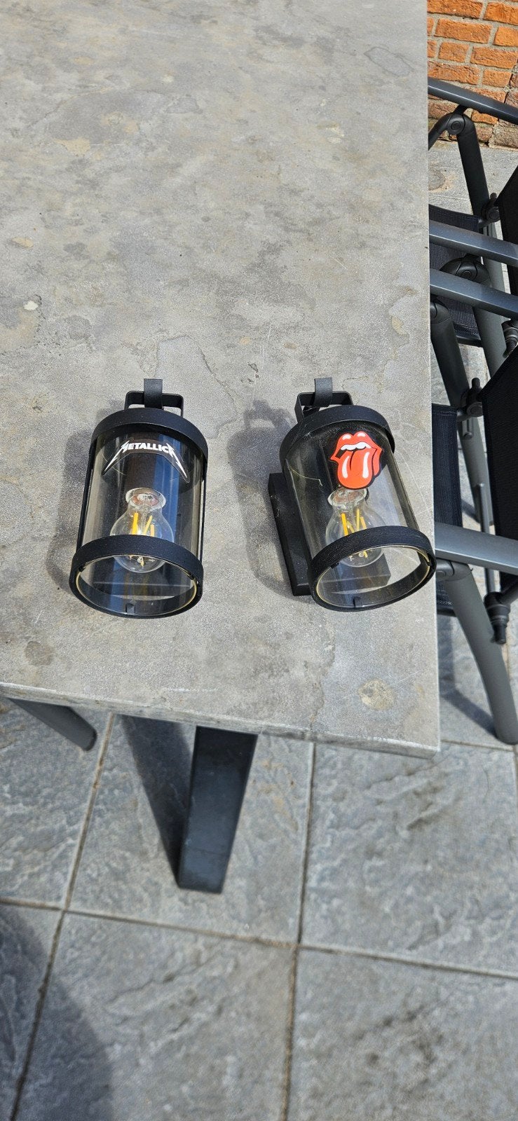 Wandlampen (2 stuks), Gebruikt, Zwart, Geschikt voor buiten, Glas