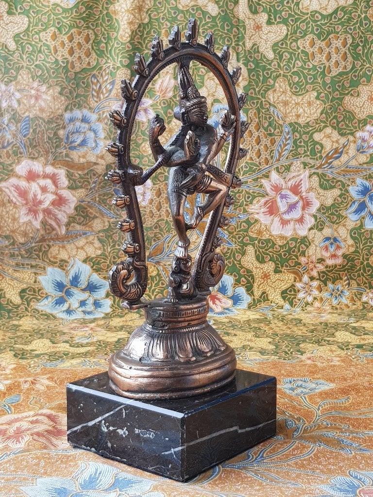 Prachtig antiek brons beeld uit India van Shiva 27,4 cm., Handgemaakt, India, Ophalen of Verzenden, Meerkleurig