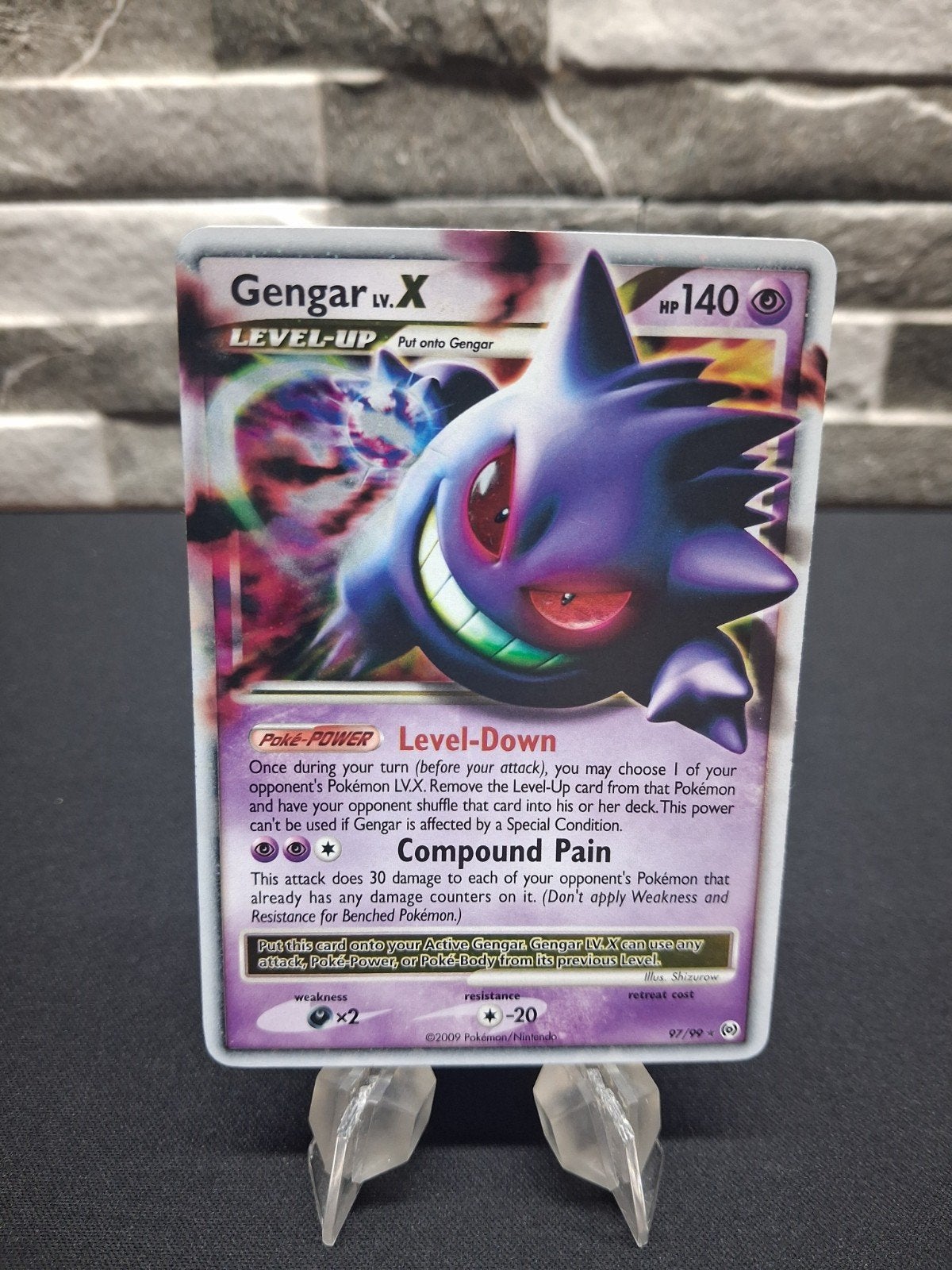 Gengar Lv.X 97/99 Platinum Arceus 2009, Ophalen of Verzenden, Gebruikt, Losse kaart, Foil