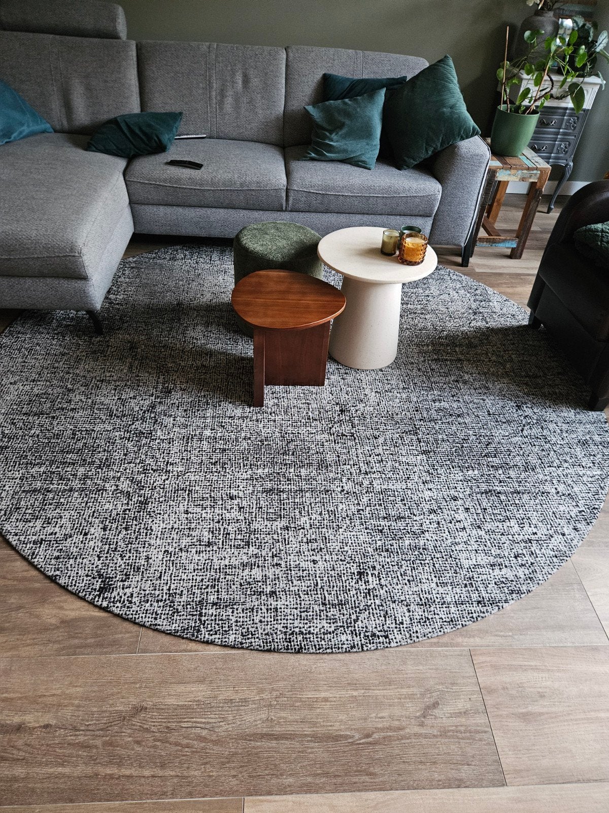 Rond Vloerkleed Zwart/Wit - Modern Design Floorpassion, Huis en Inrichting, Ophalen, 150 tot 200 cm, Rond, Zo goed als nieuw