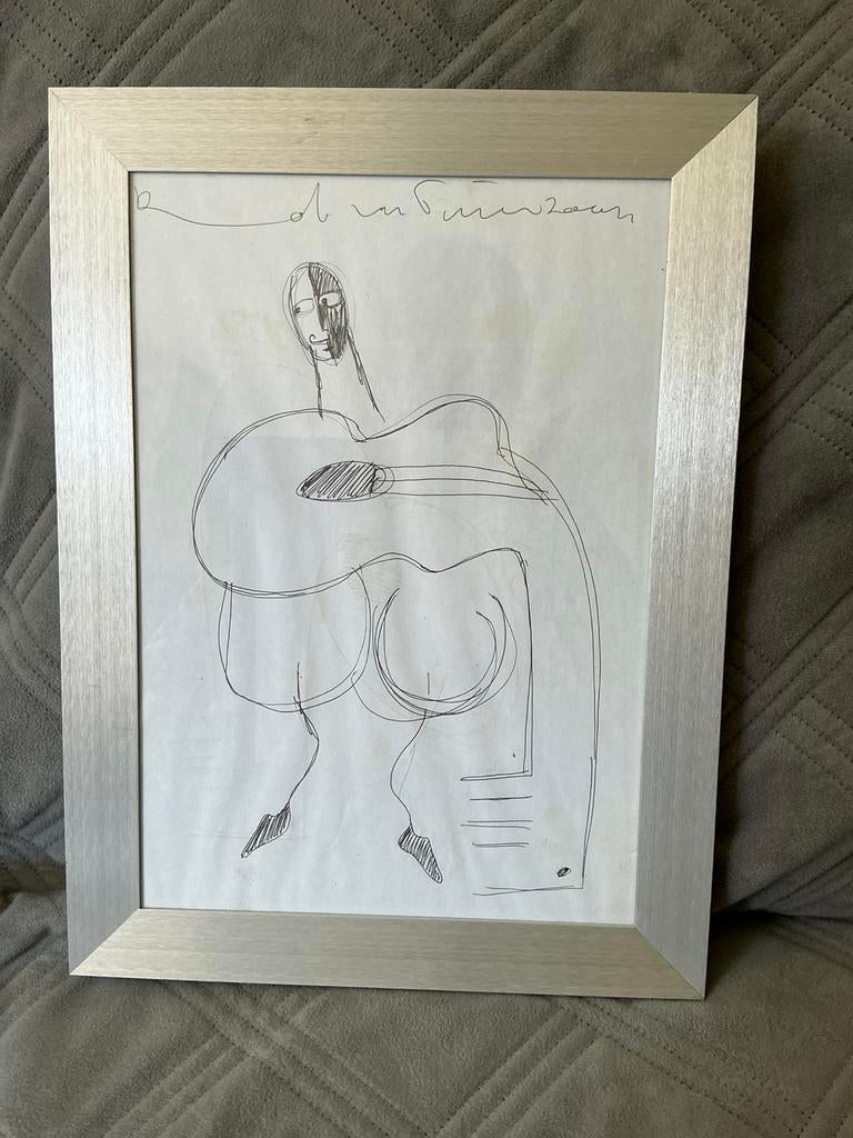 Rob van Trier Tilburg pentekening gitaar 2004,moderne kunst, Ophalen